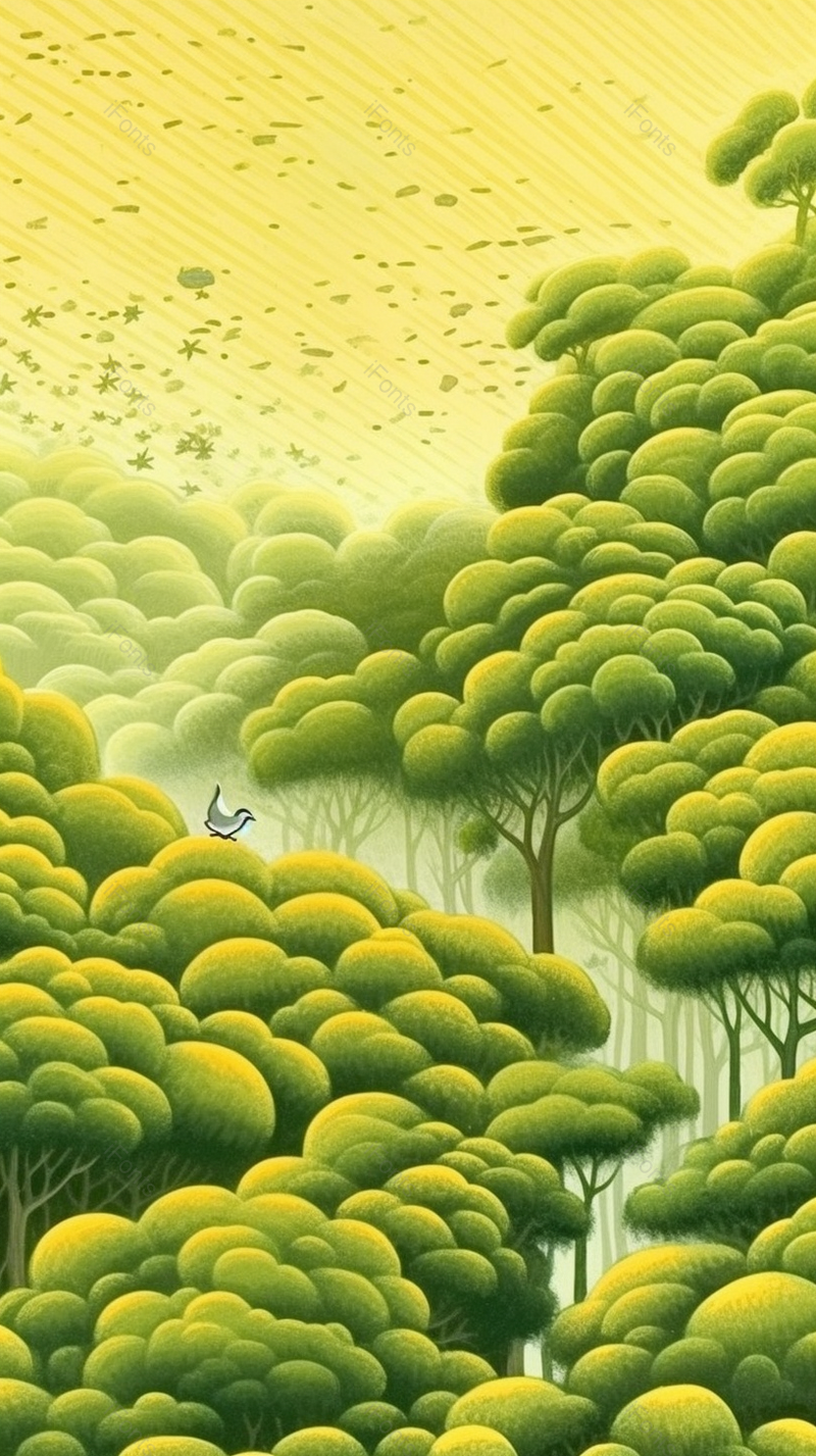 绿色森林飞鸟清新自然插画,插画/手绘图,插画/手绘图库,插画/手绘图下载,插画/手绘